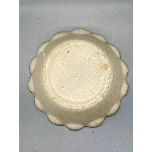 Vintage 6" Oaxacan Drip Ware Fluted Bowl Orange Blue Stripe Flower Hand-Painted - Picture 6 of 6